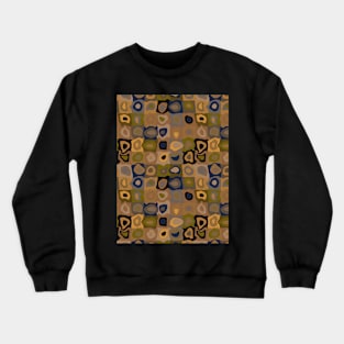 Autumn Nights  - Retro Geometric Wobbly Square Grid Pattern Crewneck Sweatshirt